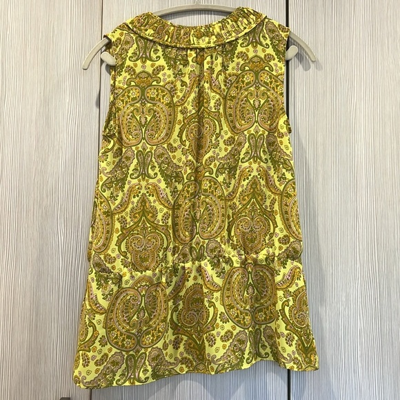 Banana Republic | Tie Collar‎ Paisley Blouse | Chartreuse | Women's Small - Picture 5 of 10